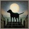 Moonrise Black Dog by Ryan Fowler 16-in. W x 16-in. H. Canvas Wall Art Print Framed in Grey